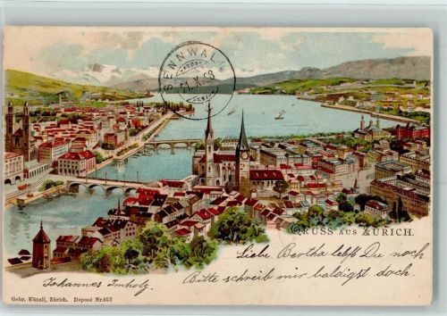 8000 Zürich 1898 Lithographie Gesamtansicht
