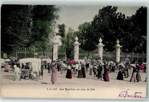 1200 Genève Genf 1905 Gebrauchsspuren Les Bastions un jour de fete