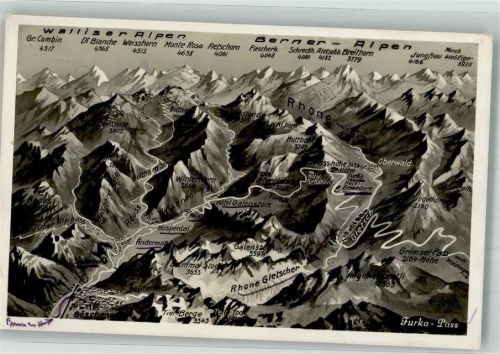 Furka Foto AK Vogelschau Furka-Pass