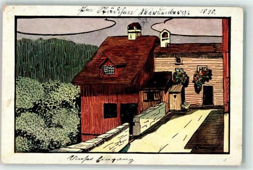 9470 Werdenberg Künstlerkarte sign. Haus