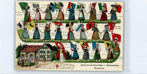 Prägedruck Tracht Schweiz