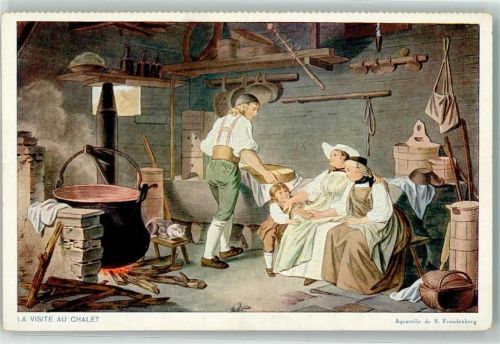 1200 Genève Genf - Aquarell S. Freudenberg Chaletbesuch Katze Ort lt. Verlag