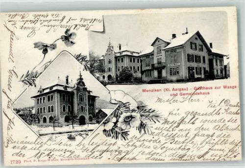 5737 Menziken 1905 - Gashaus Zur Waage Gemeindehaus Winter