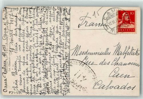 Caux Stempel Nr 411 Zensurstempel Phila Schweiz 1917