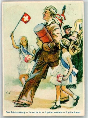 6000 Luzern Lucerne Künstlerkarte Eidg. Schützenfest 1939 Schützenkönig Sonderstempel