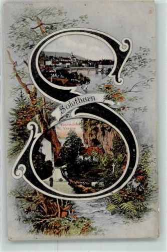 4500 Solothurn Soleure 1909 Gebrauchsspuren Buchstabenkarte Einsiedelei St.Verena