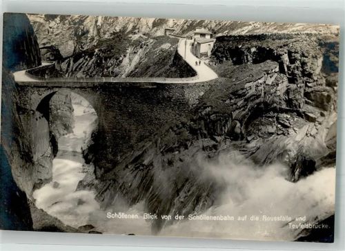 Schöllenen Foto AK Teufelsbrücke Straße