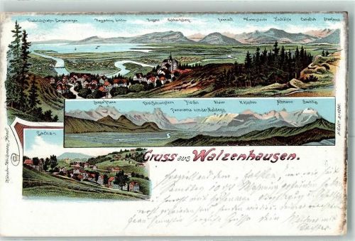 9428 Walzenhausen 1901 Lithographie Gruss aus