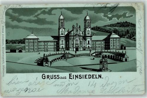 8840 Einsiedeln 1905 Lithographie Mondschein