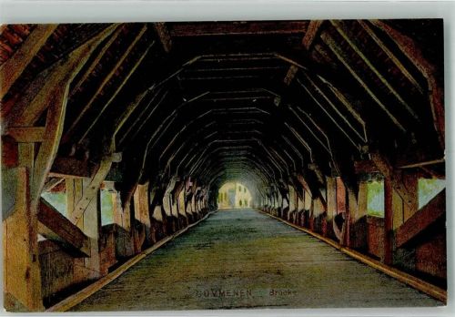 Gummen 1913 Foto AK Brücke gedeckt