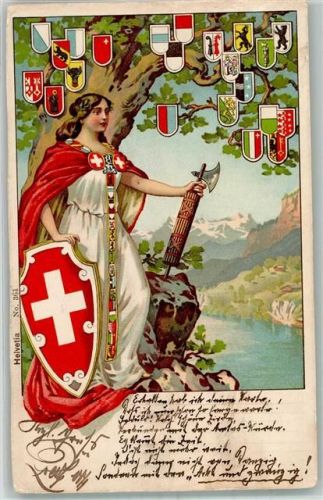 Nr. 364 Wappen Helvetia 1905 Lithographie / Künstlerkarte