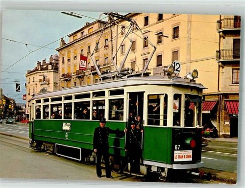 1200 Genève Genf Foto AK Straßenbahn Be 4/4 67 Place du Cirque
