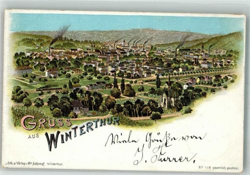 8400 Winterthur 1899 Lithographie Gruß aus