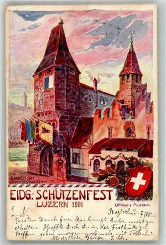 6000 Luzern Lucerne Lithographie Schützenfest 1901