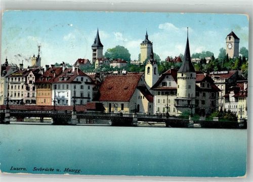 6000 Luzern Lucerne 1909 Foto AK Seebrücke Musegg