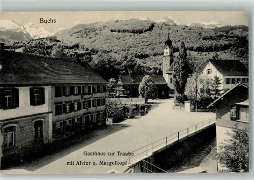 9470 Buchs SG Foto AK Gasthaus zur Traube Kirche