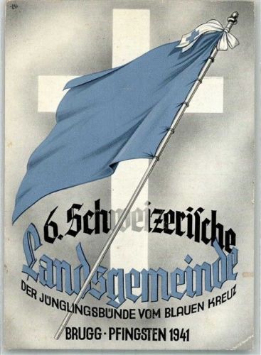 5200 Brugg AG Foto AK 6. Schweizerische Landesgemeinde Jünglingsbünde vom Blauen Kreuz 1941 Pfingsten