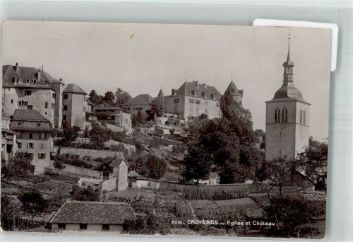 1663 Gruyères Foto AK Kirche Schloss Feldpost Baterie de Campagne