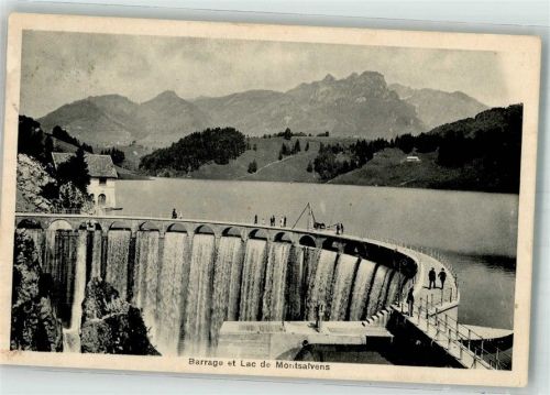1663 Gruyères 1923 Foto AK Staumauer Lac Montsalvens