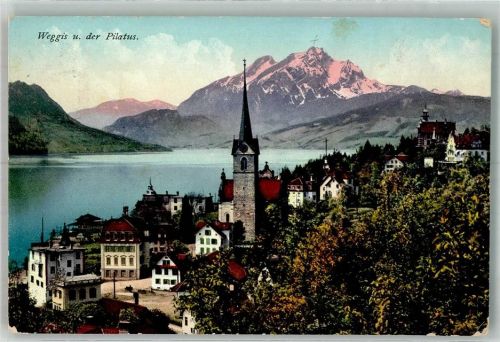 6353 Weggis 1911 Foto AK Vierwaldstättersee Pilatus