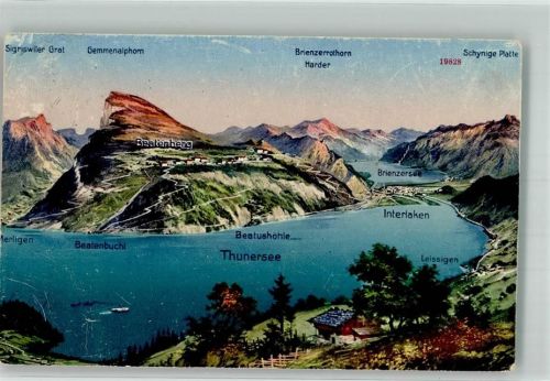 3800 Interlaken 1919 Foto AK Thunersee Beatenberg