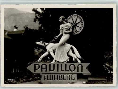 3855 Brienz BE - Org. Wegweiser Frau mit Hund Erst. Schnitzlerschule