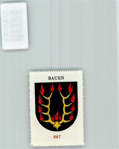 6466 Bauen - Vignette Wappen Kaffee Hag ca 1920-1940 Geweih Flammen