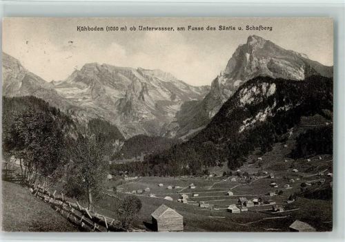 9657 Unterwasser 1909 - Kühboden ob Unterwasser am Fusse des Säntis und Schafberg