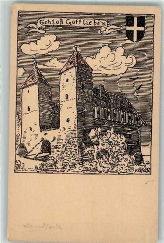 8274 Gottlieben Künstlerkarte Schloss Schloß Türme Wappen