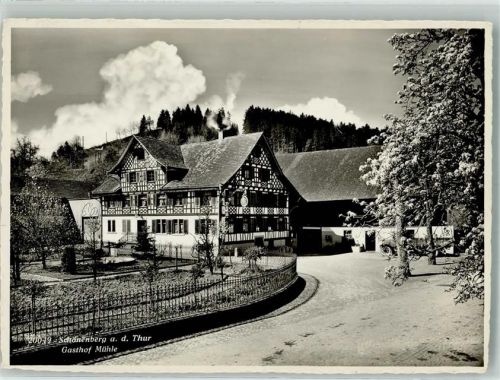 9215 Schönenberg an der Thur 1941 Foto AK Gasthaus Mühle