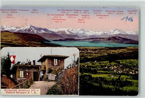 8135 Sihlwald 1916 - Gasthaus Albishorn Station