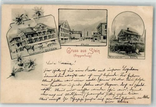9655 Stein SG 1902 - Gasthaus Zum Ochsen Kutsche Erlen Gasthaus Zum Anker