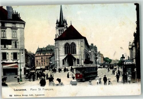 1000 Lausanne Losanna 1906 - Place St. Francois Straßenbahn