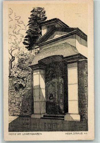 6000 Luzern Lucerne - Am Löwengraben sign Straub Herm.