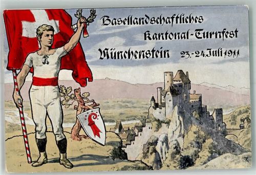 4142 Münchenstein 1911 Foto AK Kantonal -Turnfest Burg