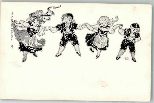 Bern Berne Tanzende junge Menschen in Tracht Verlag Benteli & Co. 517 Ort lt. Verlag Tracht Schweiz Künstlerkarte