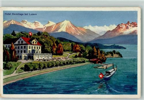 6000 Luzern Lucerne Künstlerkarte Hotel Gasthaus Hermitage