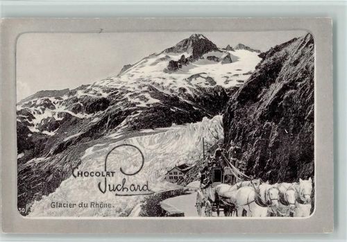 passepartout - Suchard Werbung, Glacier du Rhone, Gletscher Postkutsche Schweiz