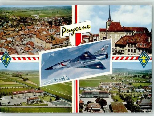 1530 Payerne - Gesamtansicht Ortsansichten Luftaufnahmen Kampfflugzeug Mehrfachaufnahme