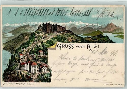 6410 Rigi Kulm Lithographie Hotel Rigi Bergbahn