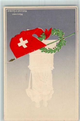 Genève Genf Monument National AK Helvetia Prägedruck