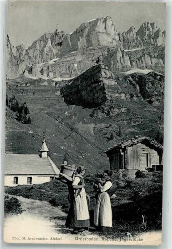 8751 Urnerboden 1914 Gebrauchsspuren Tracht Kapelle Jägerstöcke
