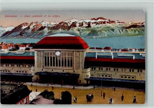 Lausanne Losanna Gare centrale et les Alpes Bahnhof Schweiz