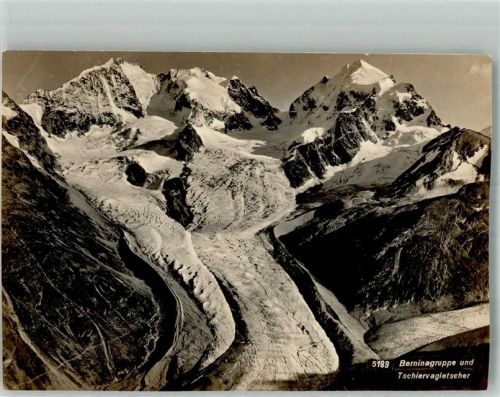 Bernina 1928 Foto AK Berninagruppe Tschiervagletscher