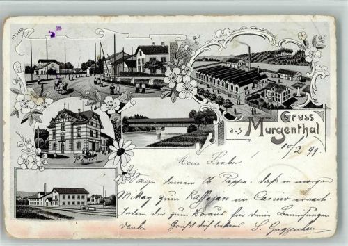 4853 Murgenthal 1899 BOAKC Lithographie Gebrauchsspuren, bitte Scan genau beachten!