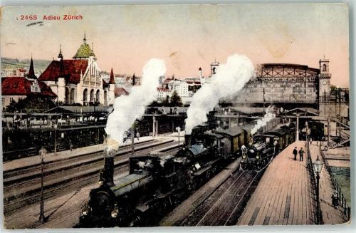 8000 Zürich 1912 - Hauptbahnhof Dampflokomotiven