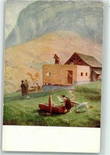 Hausbau im Schwendital sign.E. Rittmeyer Nr. 81 Pro Juventute Schweiz Künstlerkarte