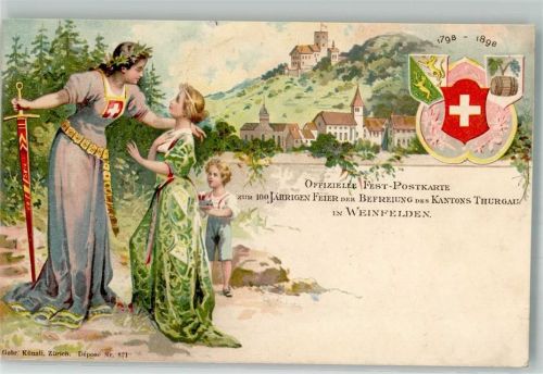8570 Weinfelden 1898 Lithographie 100 jährige Feier der Befreiung des Kantons Thurgu Helvetia