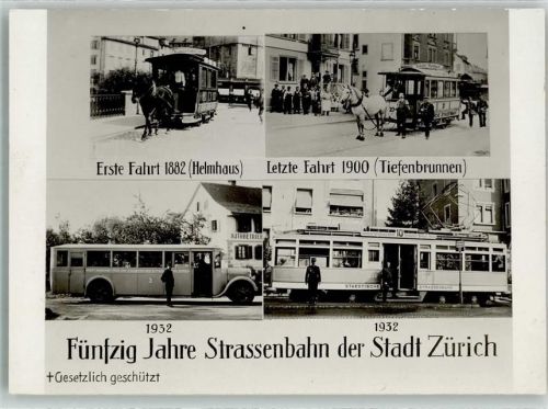 8000 Zürich - 50 Jahre Straßenbahn Pferdestraßenbahn Straßenbahn Omnibus