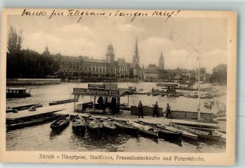 8000 Zürich 1919 Foto AK Postamt Stadthaus Fraumünster- Kirche Peters- Kirche